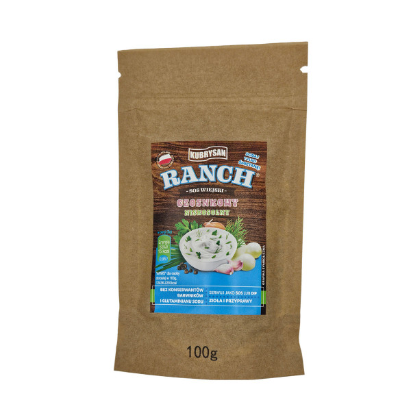 RANCH Sos Wiejski Niskosolony- Czosnkowy 100g (20 Porcji)