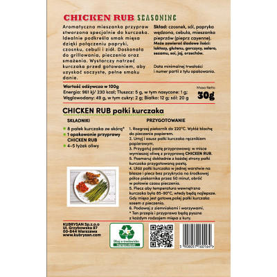 Przyprawa do Kurczaka Chicken Rub seasoning 30g na 1kg mięsa