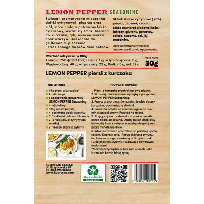 Prawdziwy Naturalny Pieprz Cytrynowy Lemon Pepper seasoning 30g